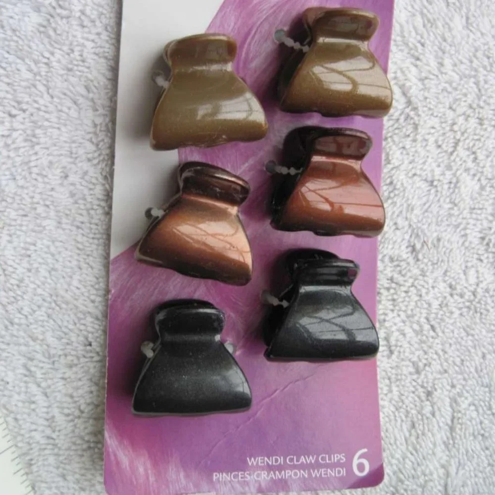 6 Goody Wendi Claw Hair Clips Shiny Blonde Brown Black Small 1
